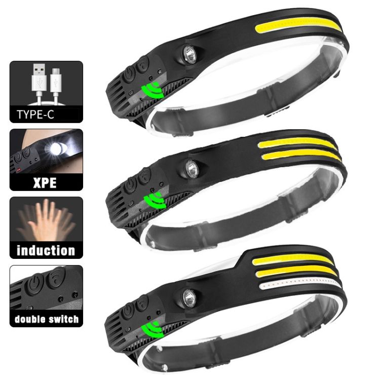 W689-3 Red White Warm   Motion Sensor Headlamp
