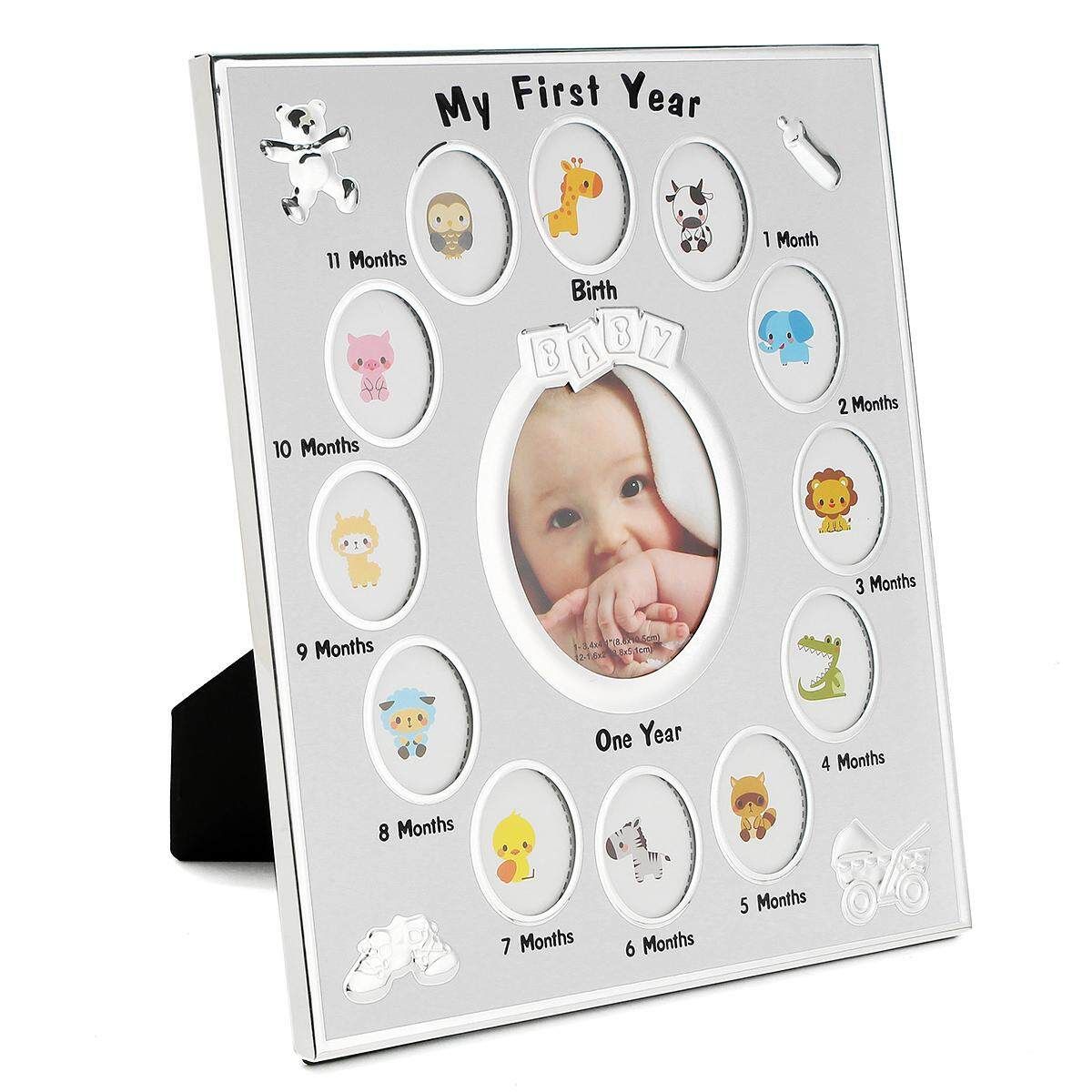 My First Year Baby Photo Frame Set Newborn Baby's 12 Months Infant Ablum Gift White