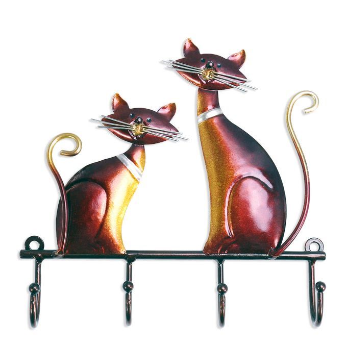 Tooarts Iron Cat Wall Hanger Hook Decor 4 Hooks For Coats