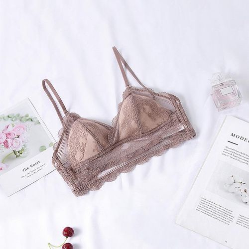 Lace Bra Backless Sexy V-neck Triangle Soft Underwear Woman Low Back Transparent