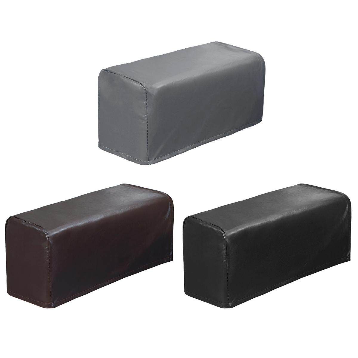 2PC PU Leather Furniture Sofa Armrest Covers Couch Chair Arm Protectors Stretchy Grey