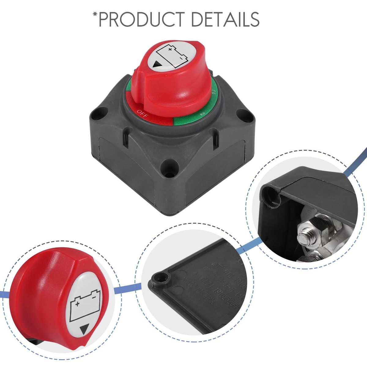 3 Position Disconnect Isolator Master Switch 12-60V Battery Power Cut Off Kill Switch Fit for CarVehicleRVBoatMarine 2001250 Amps Waterproof