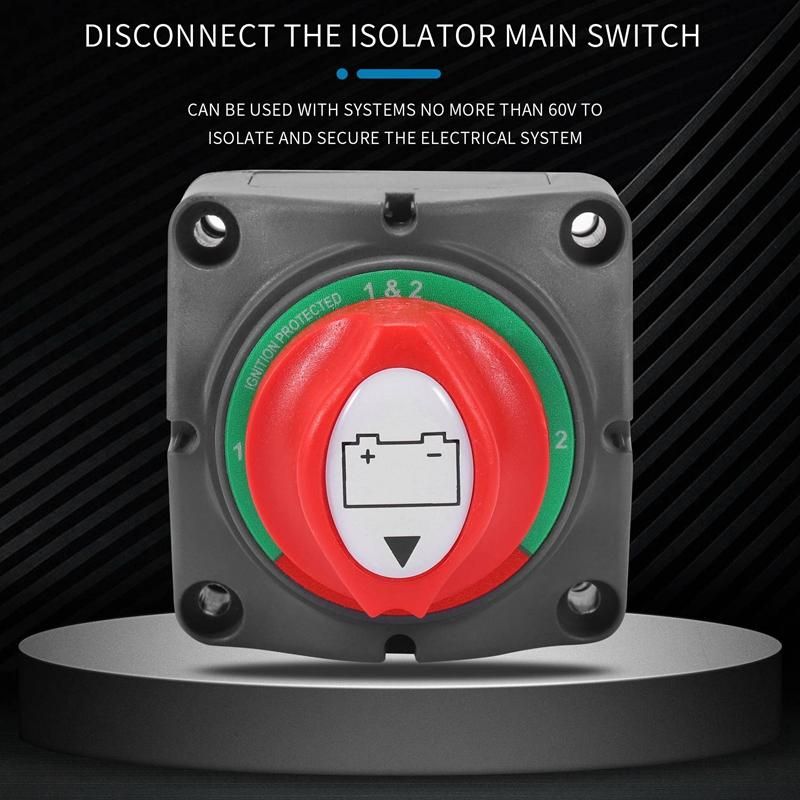 3 Position Disconnect Isolator Master Switch 12-60V Battery Power Cut Off Kill Switch Fit for CarVehicleRVBoatMarine 2001250 Amps Waterproof