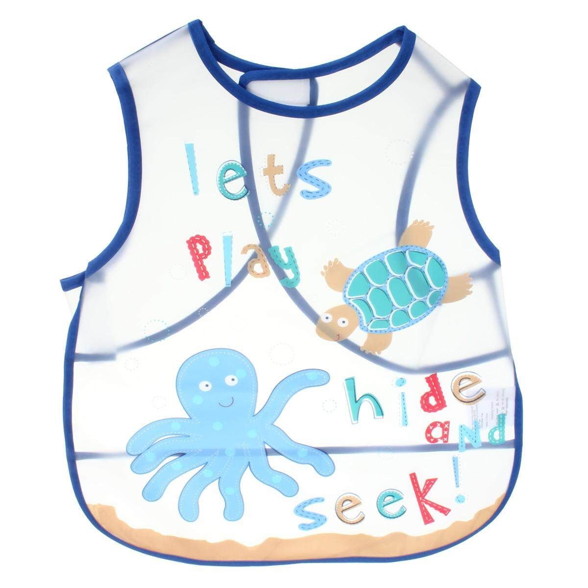 2PCS Kids Childs Arts Craft Apron Baby Bib Messy Play Waterproof (blue)