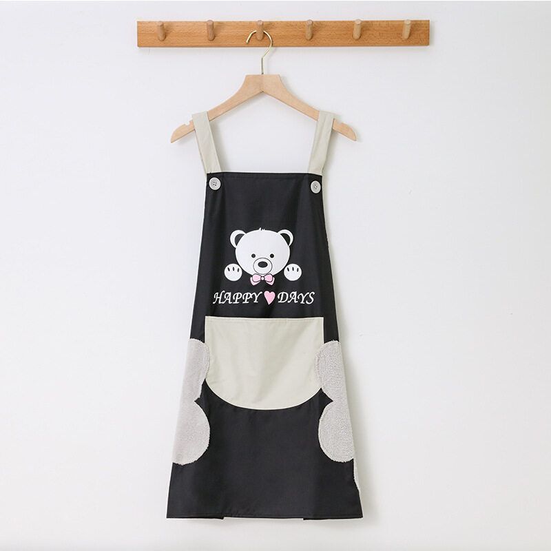 New Kitchen Waterproof Female Apron, Oil-proof Sleeveless Apron, Can Wash Hands White And Black