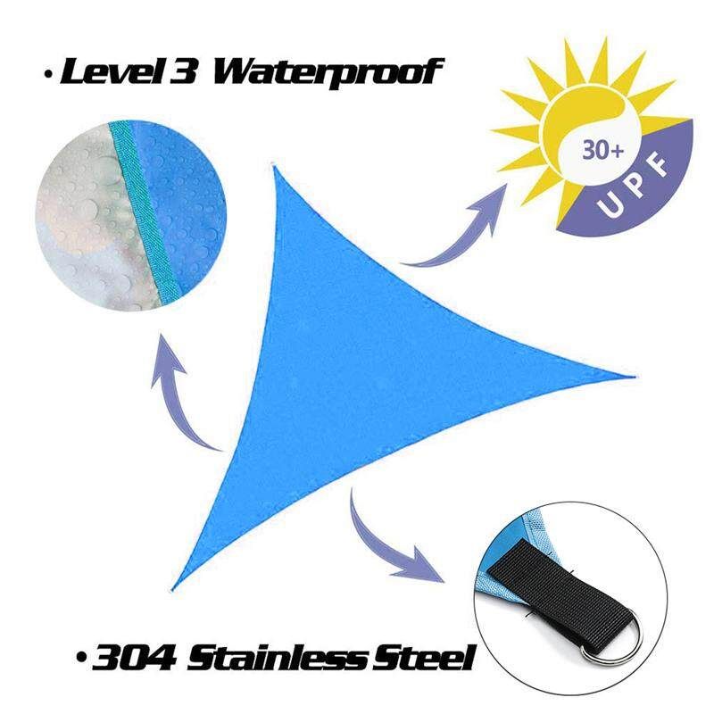 300*300*300cm Triangular Waterproof UV Sun Shade Sail Pad Mat Garden Patio Cover Awning Canopy Shelter For Tent Tarp Rain Pool Hammock Camping W/ Bag Blue