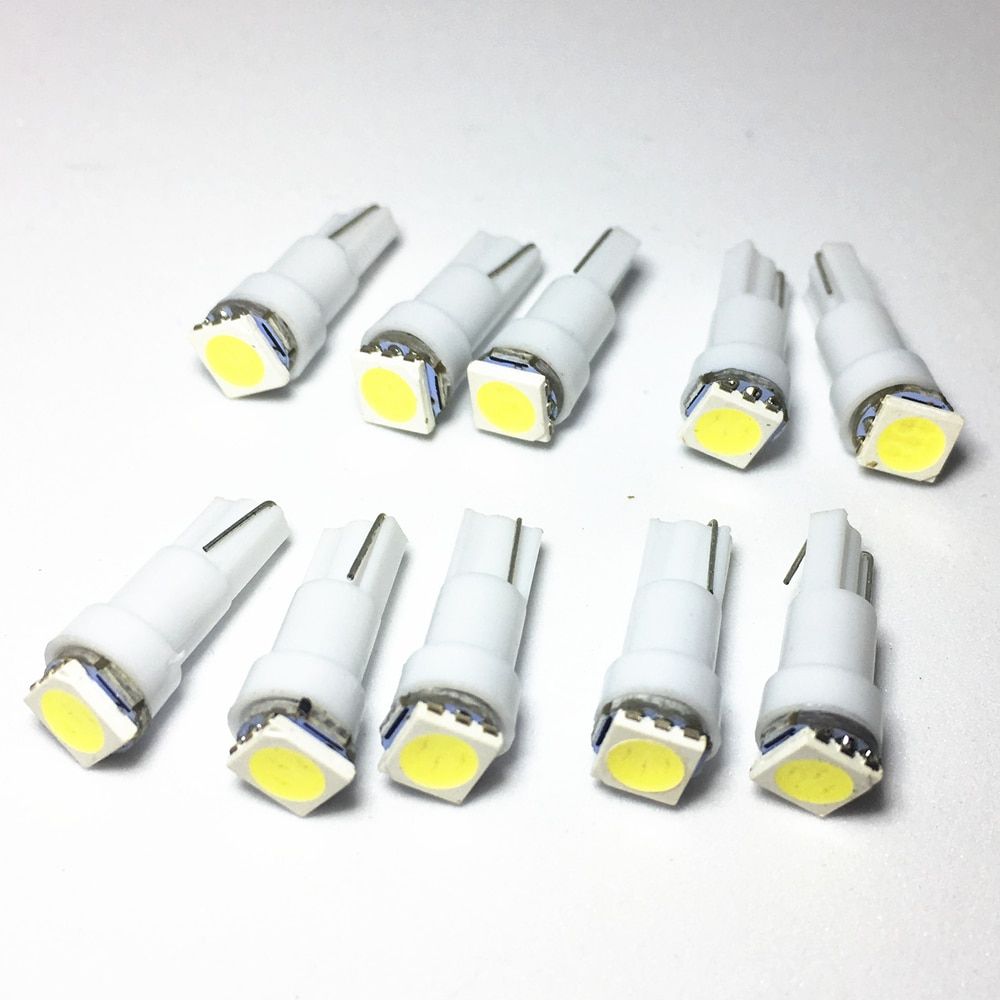 10pcs T5 Led 17 37 73 74 SMD 5050 Auto LED Lamp Car Dashboard Instrument Light Bulb 12V Blue