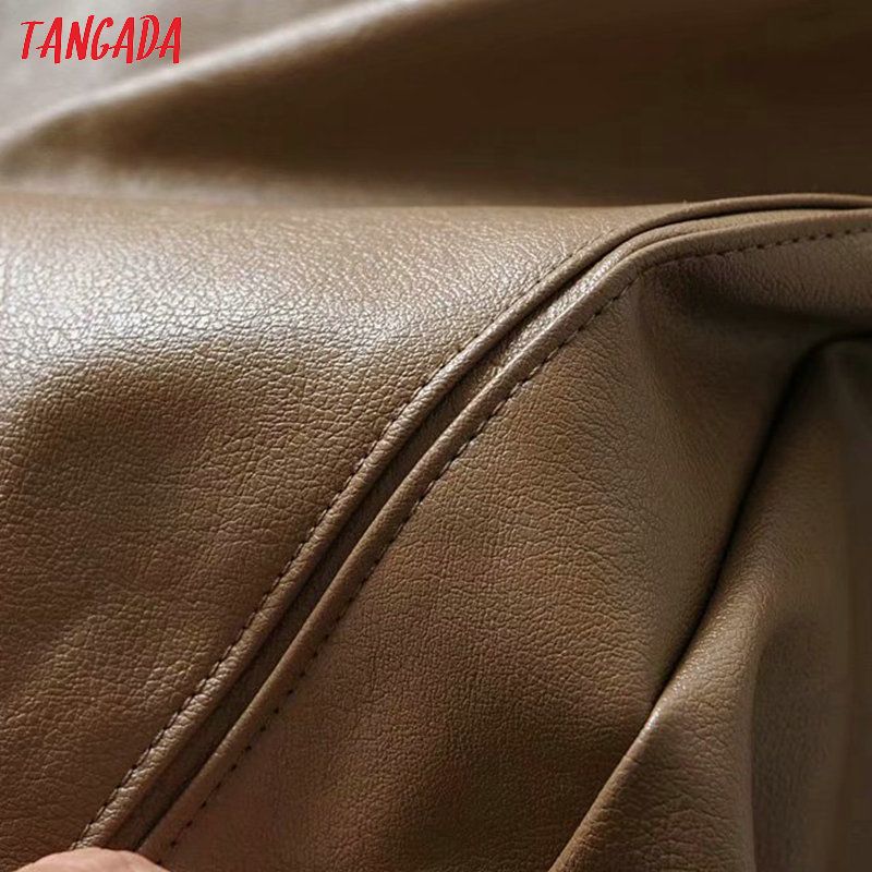 (Black)Tangada Women Brown Pu Leather Skirt Shorts With Belt Zipper Female High Waist Ladies Casual Shorts 1Y07 DOU