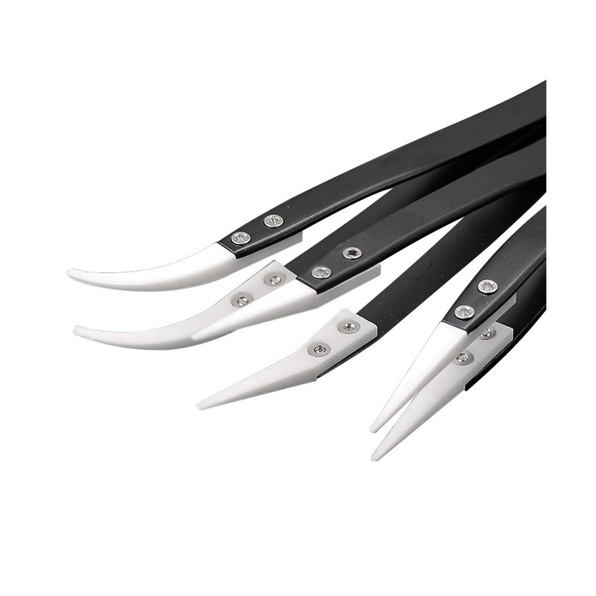3Pcs Ceramic Tweezers with Black Handle Maintenance and Clamping Tool