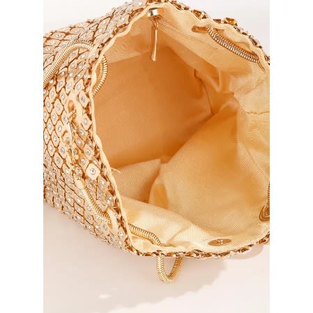 Crystal Sequins Bucket Shaped Purse -Gold