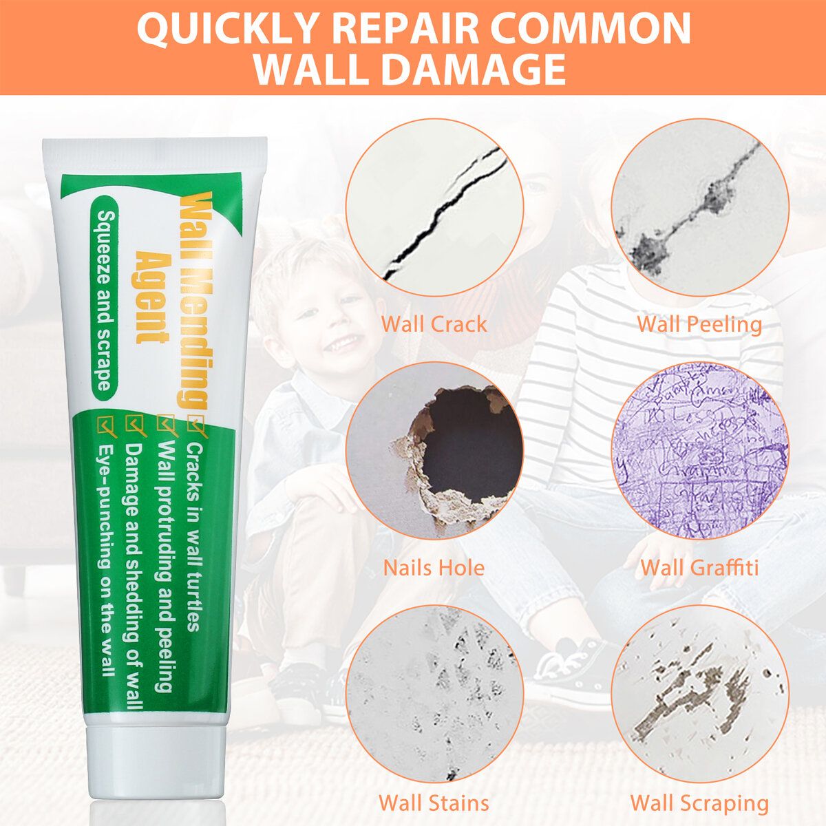 GOCHANGE Wall Repair Tools 4 Sets Wall Paint + Head +