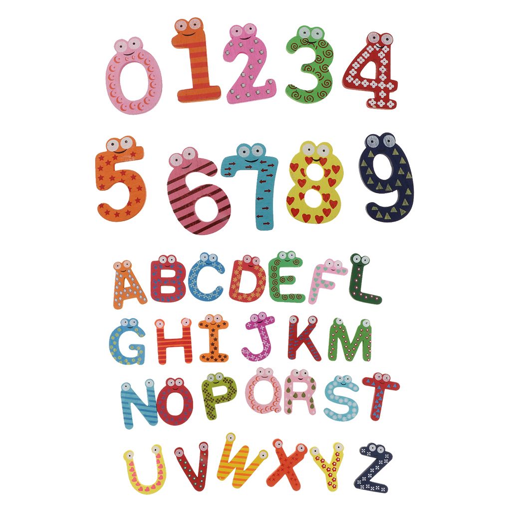 2set Wooden  Letter & Number Fridge Magnets Alphabet Educational Toy