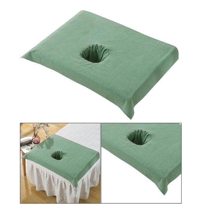Cotton SPA Half Table Cover Beauty Salon Bed Face Hole Dark Green