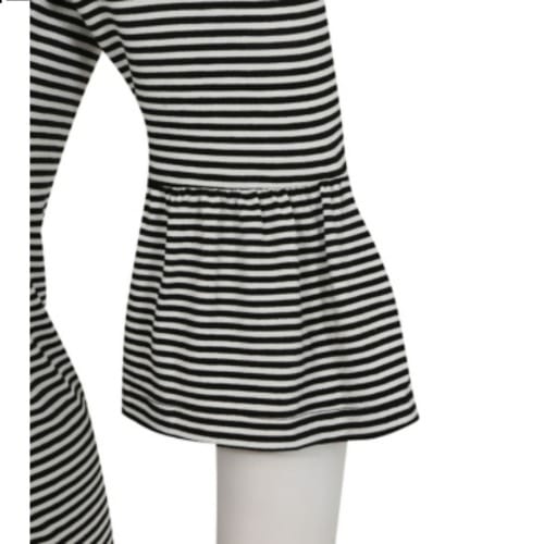 Striped Flared Sleeve Black Maternity Dress
