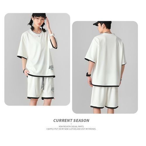 Ice Silk Short Sleeve Casual Sports Set Quick Dried Round Neck T-shirt