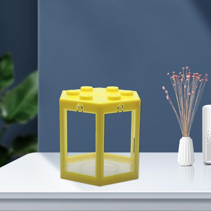 Mini Aquarium Stackable Fish Tank   LED Lamp Light Betta Square Yellow