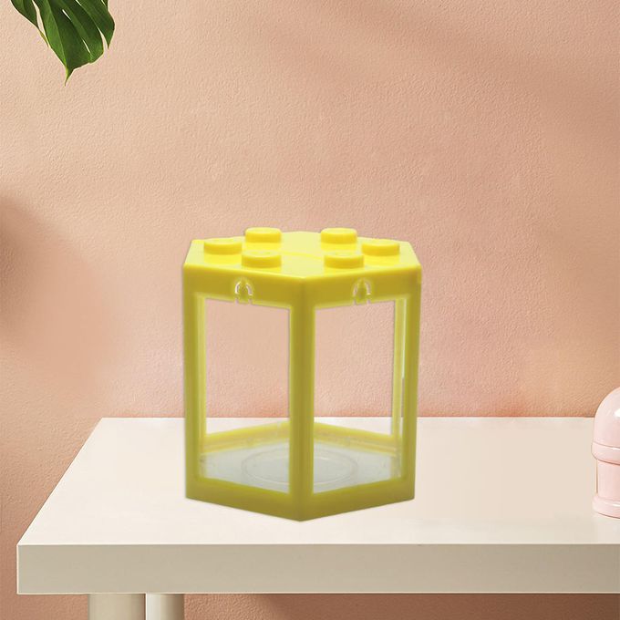 Mini Aquarium Stackable Fish Tank   LED Lamp Light Betta Square Yellow