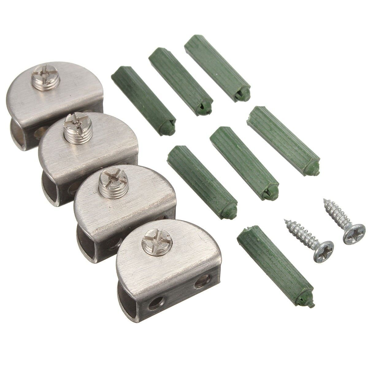 Round Stainless Steel Shelf Wall Partition Glass Bracket Clamps 5-12mm S(5-8mm） Small(5-8mm)