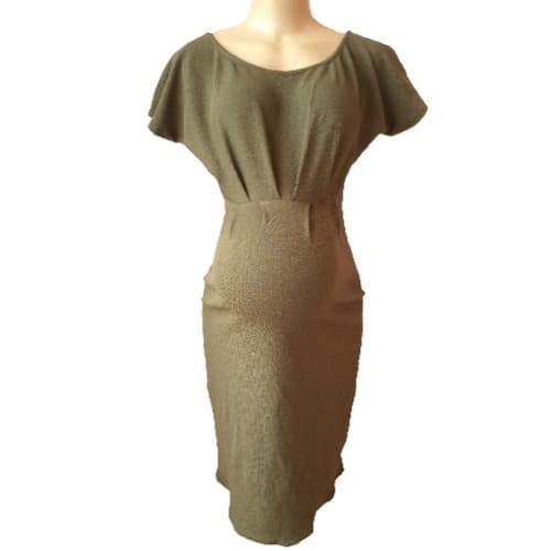 Gathered Waist Grey Maternity Dress