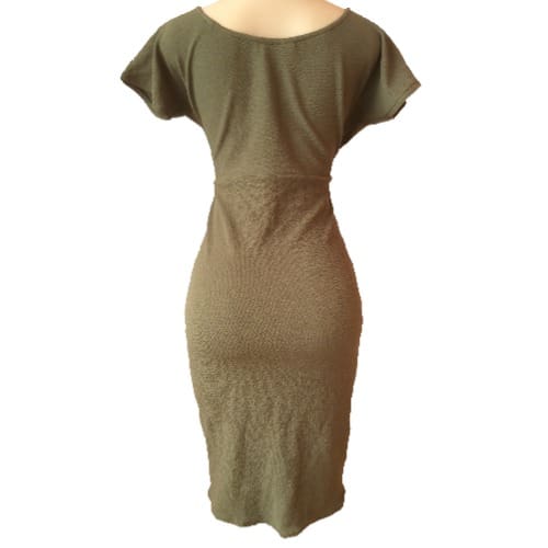Gathered Waist Grey Maternity Dress