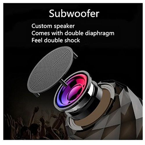 Bluetooth Speaker Diamond Colorful 4.0 Stereo Bass Volume Control Wireless Portable Speaker Support TF Card USB AUX FM Radio Mic Hands-Free Call For IOS Android Phone HT-S