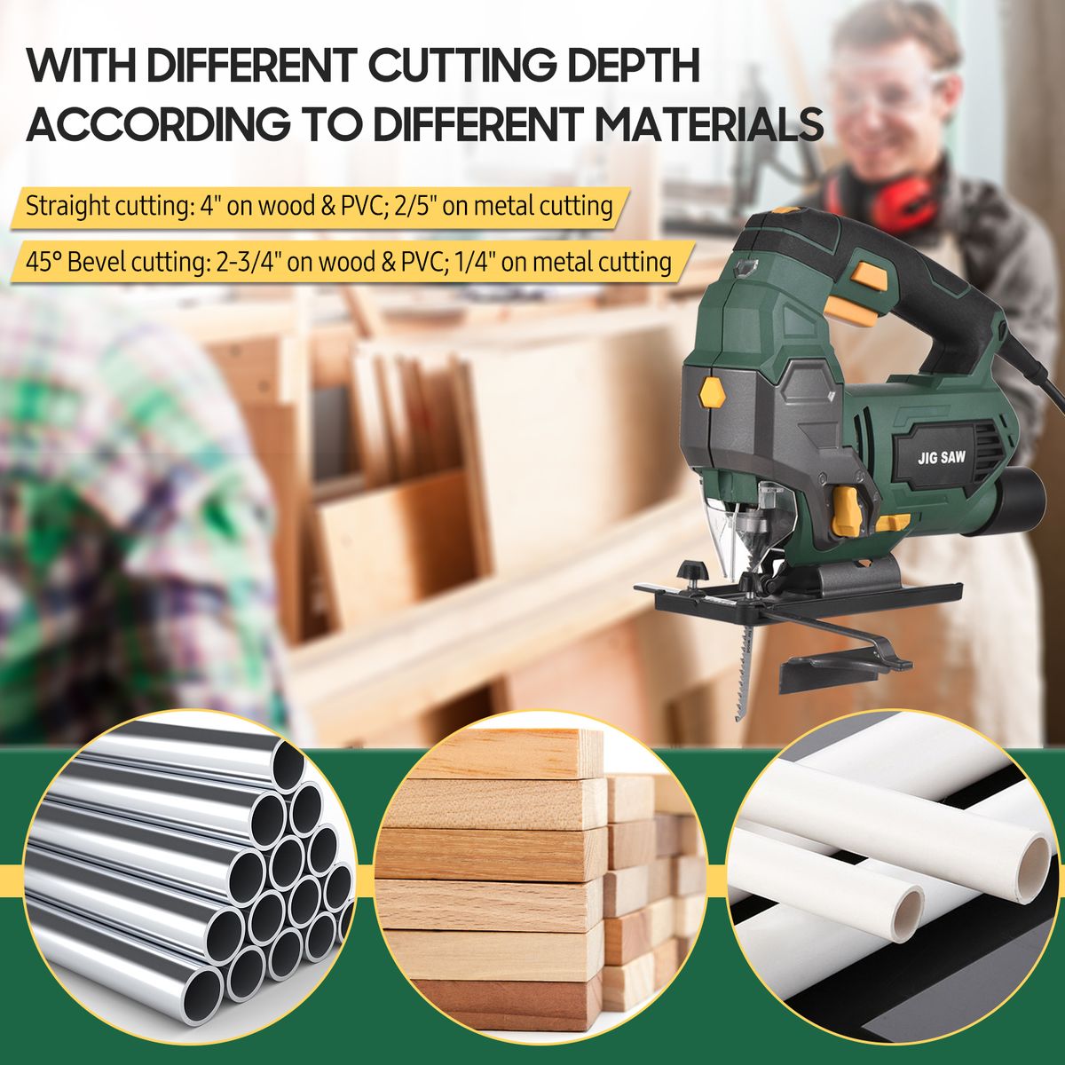 Jigsaw 6.5 Amp 3000 SPM Jig Saw With Laser 6 Variable Speeds