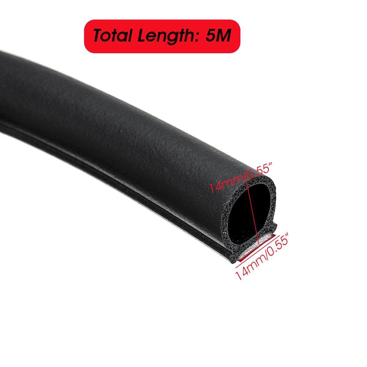 2pcs 5M Universal Car D-shape Window Door Rubber Seal Strip Hollow Weatherstrip