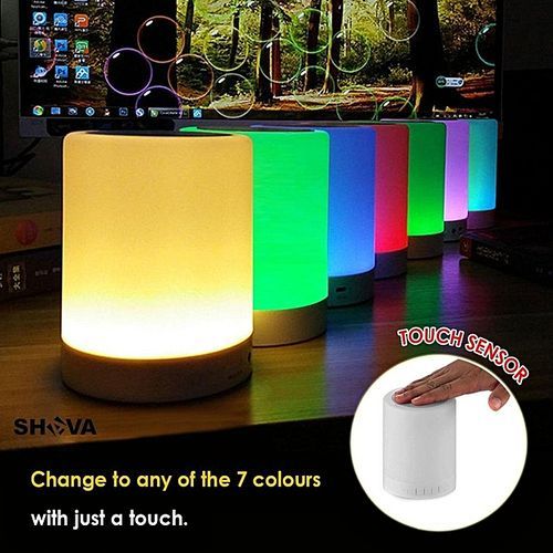 Portable Waterproof Night Light With Bluetooth Speaker, SHAVA Portable Wireless Bluetooth Speaker Touch Control Color LED Bedside Table Lamp, Speakerphone / TF Card / AUX-IN SupportedTongxu Life-White HT-S