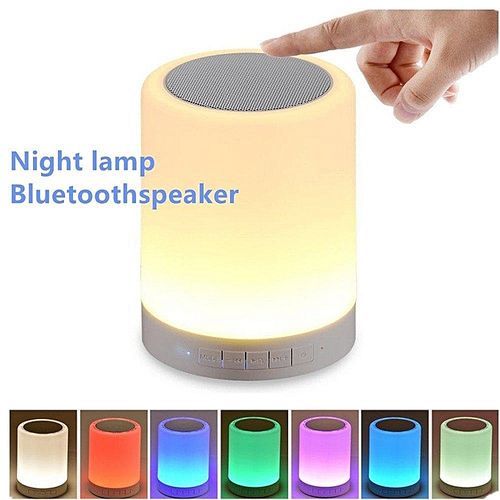 Portable Waterproof Night Light With Bluetooth Speaker, SHAVA Portable Wireless Bluetooth Speaker Touch Control Color LED Bedside Table Lamp, Speakerphone / TF Card / AUX-IN SupportedTongxu Life-White HT-S
