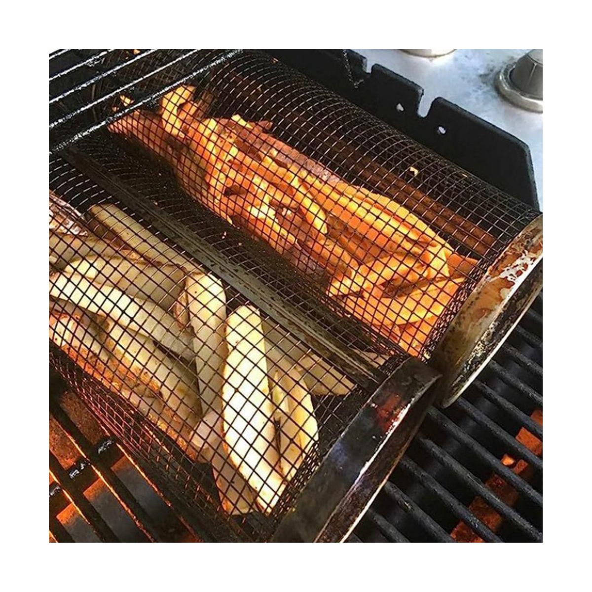 3Pcs Cylindrical Barbecue Basket Stainless Steel Grill Outdoor BBQ Suppiles Non Stick Kitchen Accessory for KitchenBBQ