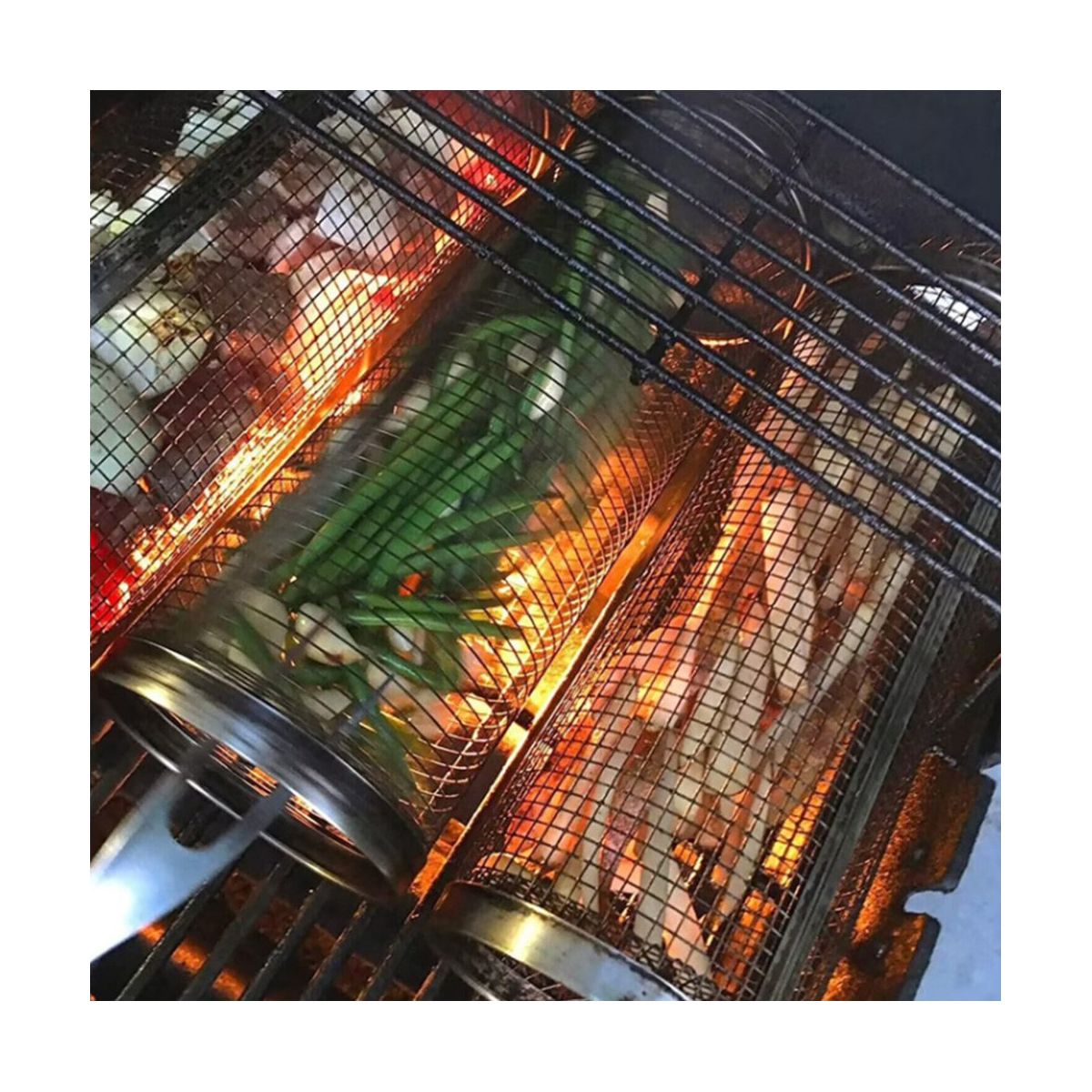 3Pcs Cylindrical Barbecue Basket Stainless Steel Grill Outdoor BBQ Suppiles Non Stick Kitchen Accessory for KitchenBBQ
