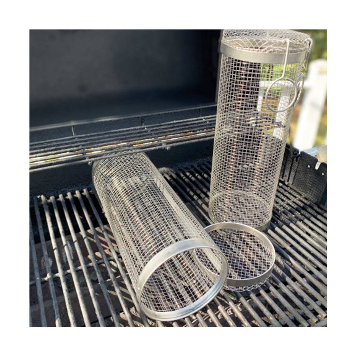 3Pcs Cylindrical Barbecue Basket Stainless Steel Grill Outdoor BBQ Suppiles Non Stick Kitchen Accessory for KitchenBBQ