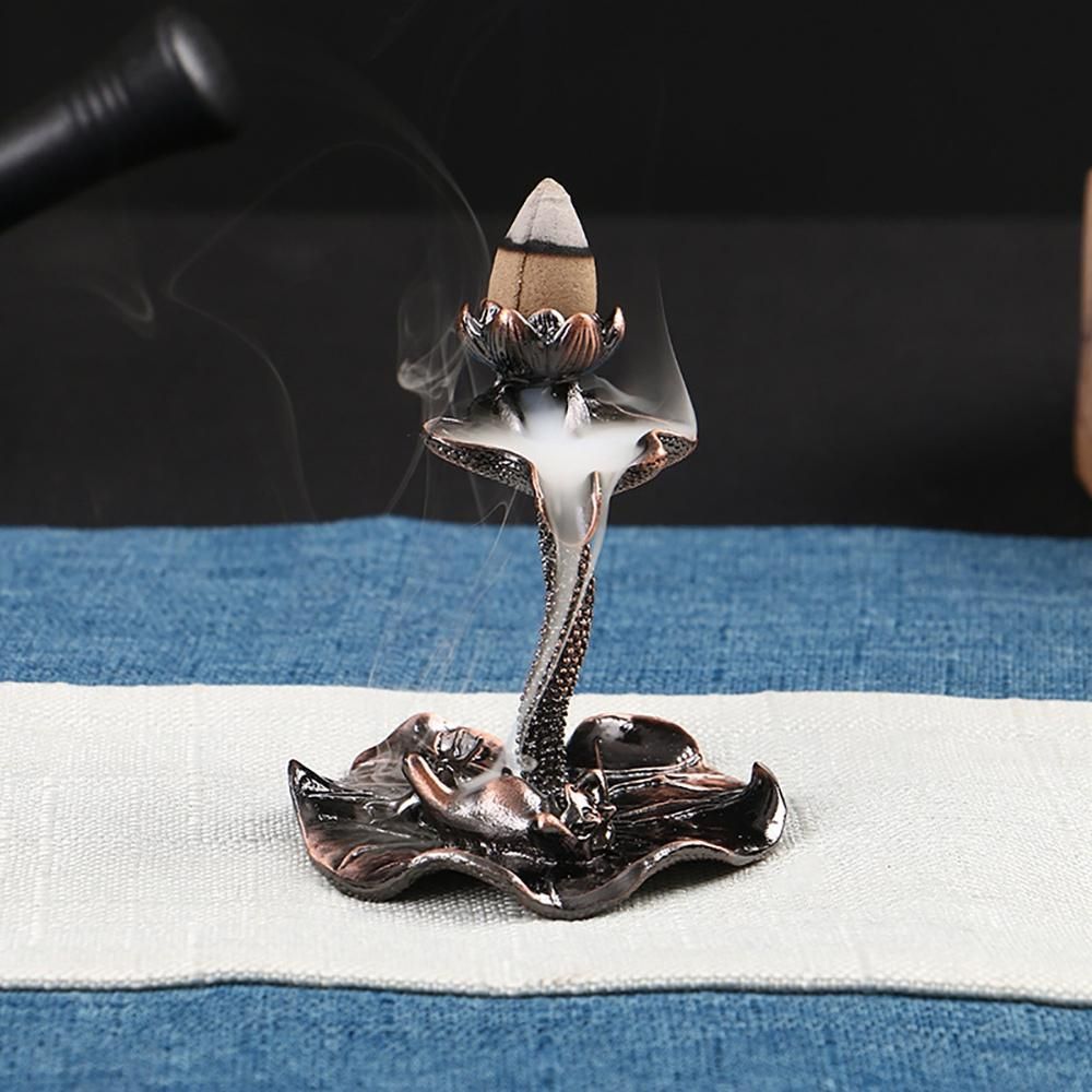 Lotus Leaf Back Flow Censer Tower Incense Burner Backflow Censer Creative Aromatherapy Waterfall Censer Red Copper