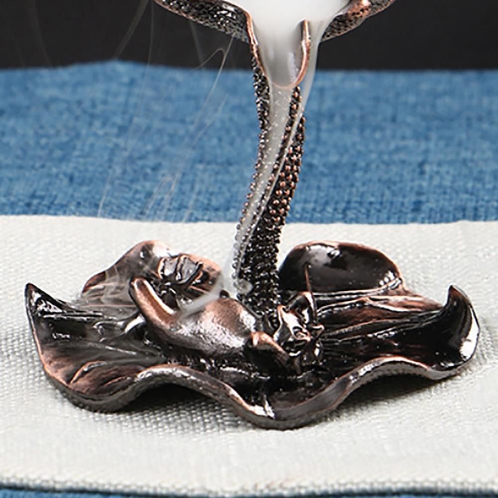 Lotus Leaf Back Flow Censer Tower Incense Burner Backflow Censer Creative Aromatherapy Waterfall Censer Red Copper