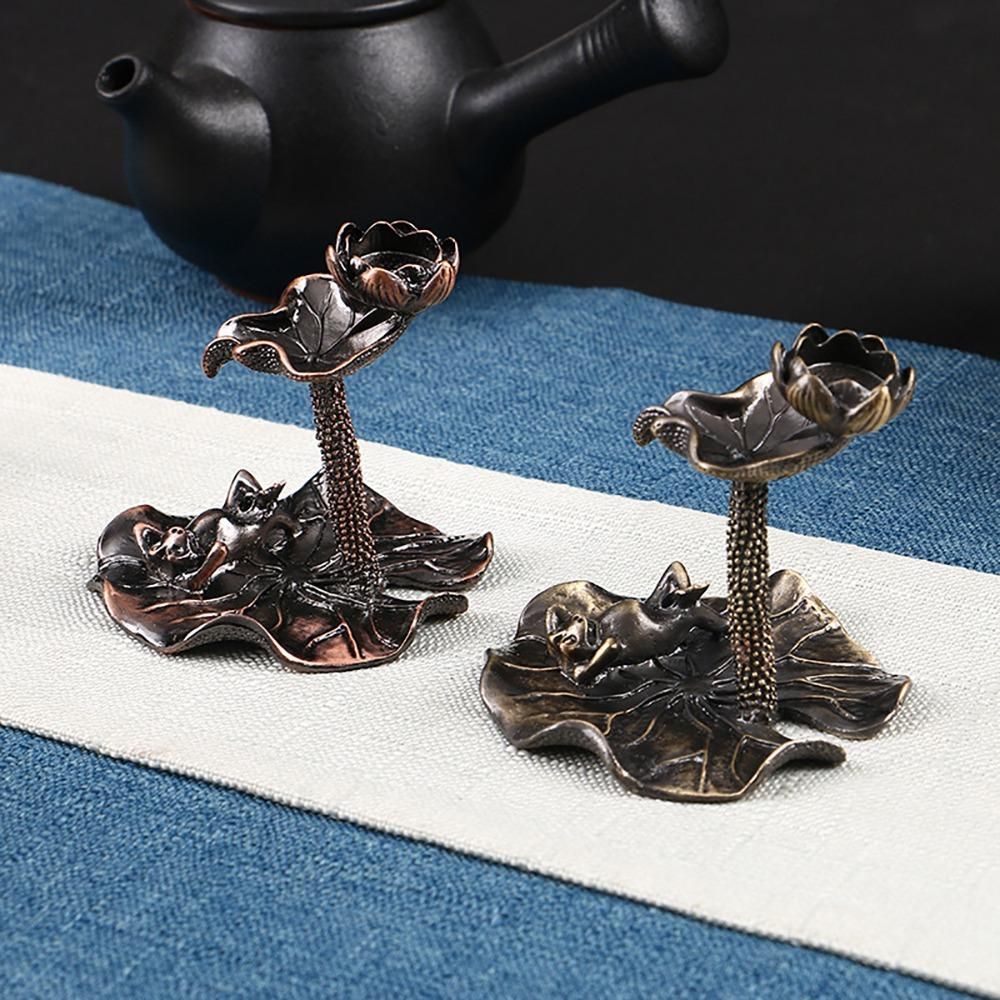 Lotus Leaf Back Flow Censer Tower Incense Burner Backflow Censer Creative Aromatherapy Waterfall Censer Red Copper
