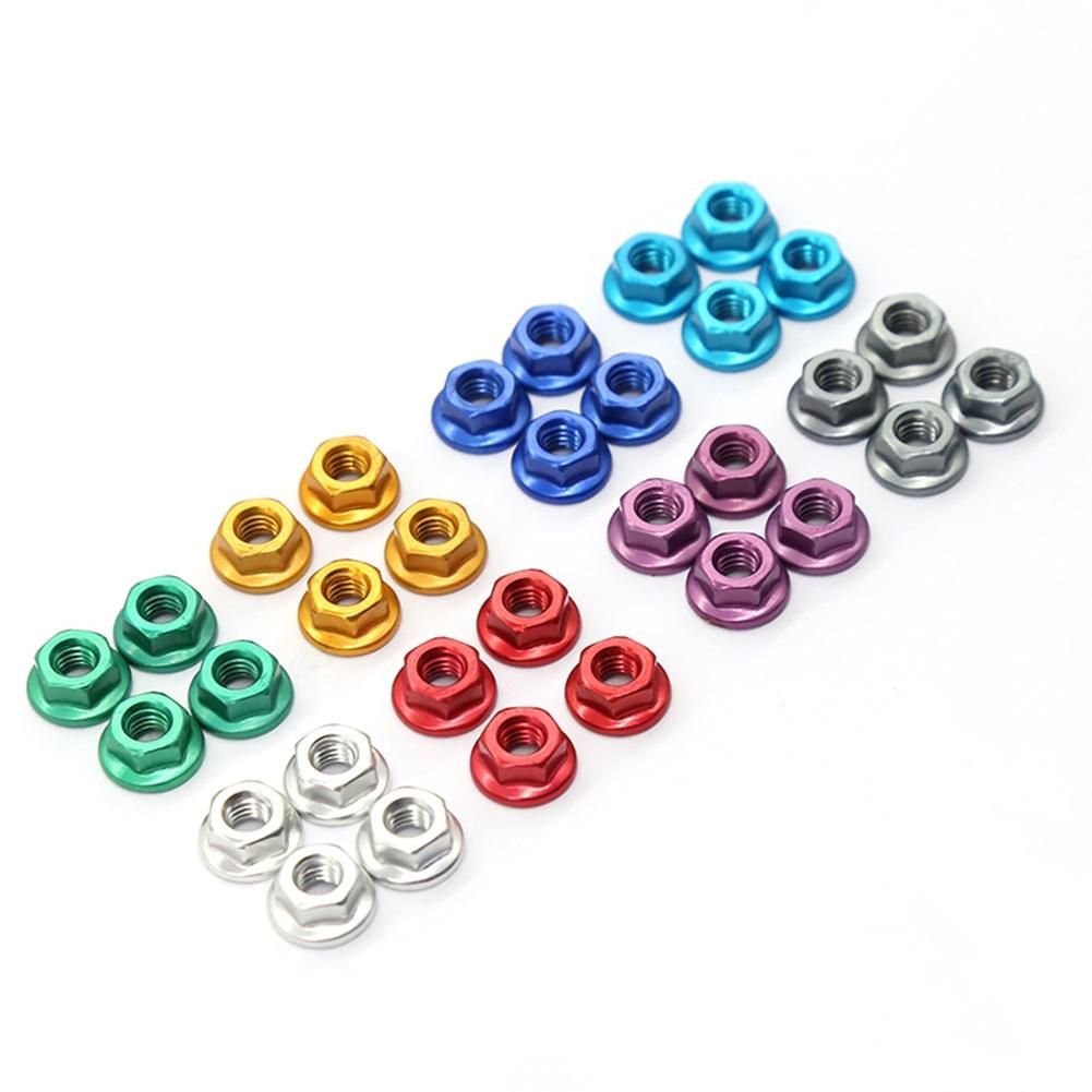 8Pcs CNC Metal Flange Lock Nut M4 1/10 1/8 1/14 RC Car