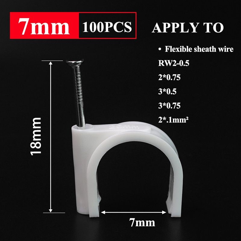 100PCS Round Cable Wire Clips 4mm 6mm 8mm 10mm Cable