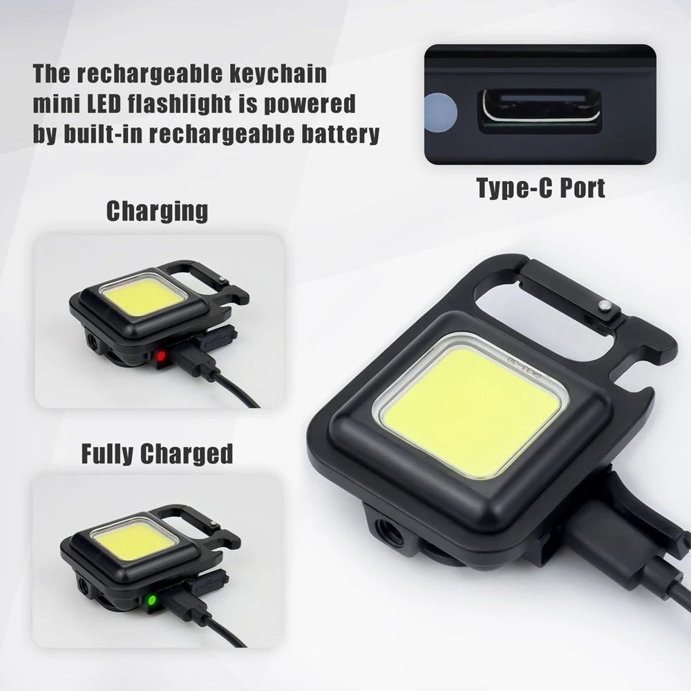 Mini LED Keychain Light USB Rechargeable Pocket Work Light