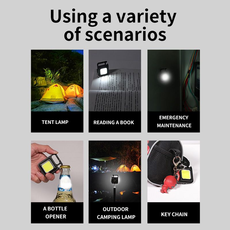 Mini LED Keychain Light USB Rechargeable Pocket Work Light