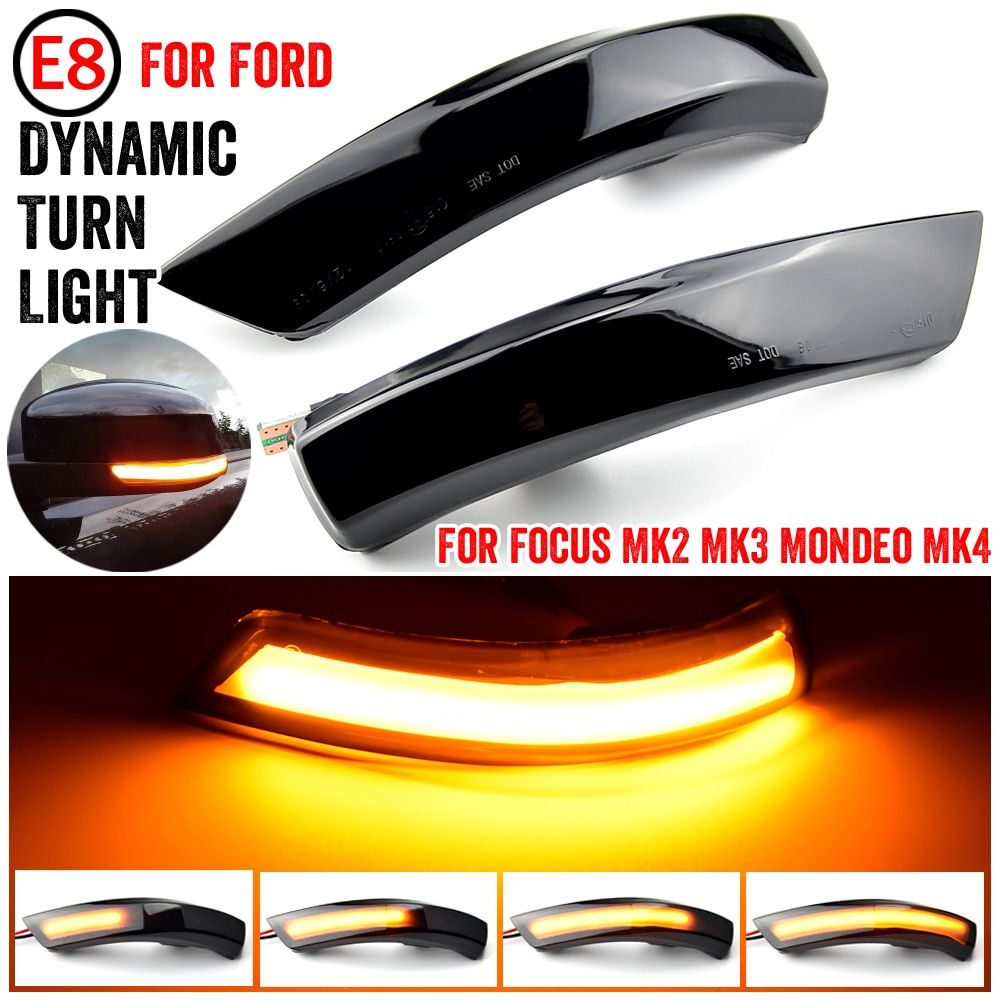 Turn Signal Light LED Side Rearview Mirror Sequential Indicator Blinker Lamp For Ford Focus 2 3 Mk2 Mk3 Mondeo Mk4 Yellow