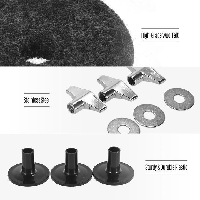 Pack Of 18 PCS Drum Kit Accessories Set Cymbal Stand Felts