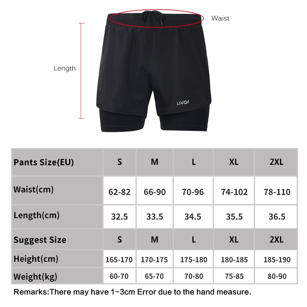 Men's 2-in-1 Running Shorts Quick Dry Breathable With Liner