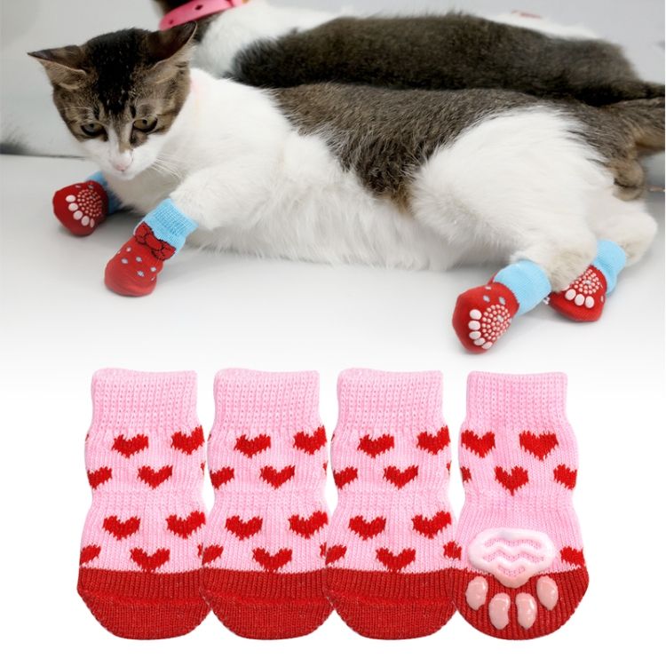 2 Pairs Pet Dog Puppy Cat Shoes Slippers Non-Slip Socks Pet Cute Indoor For Small Dogs Cats Snow Boots Socks