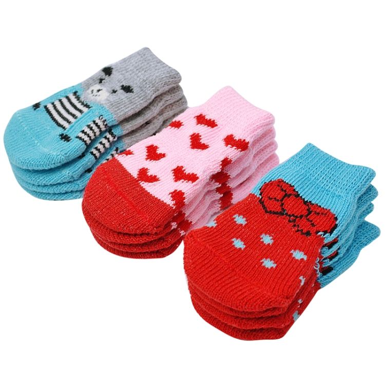 2 Pairs Pet Dog Puppy Cat Shoes Slippers Non-Slip Socks Pet Cute Indoor For Small Dogs Cats Snow Boots Socks