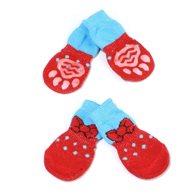 2 Pairs Pet Dog Puppy Cat Shoes Slippers Non-Slip Socks Pet Cute Indoor For Small Dogs Cats Snow Boots Socks