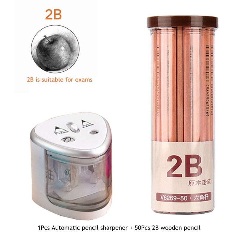 Automatic Pencil Sharpener Two-hole Electric Touch Switch Pencil Sharpener For Colored Pencils Stationery Office School Supplie Set J