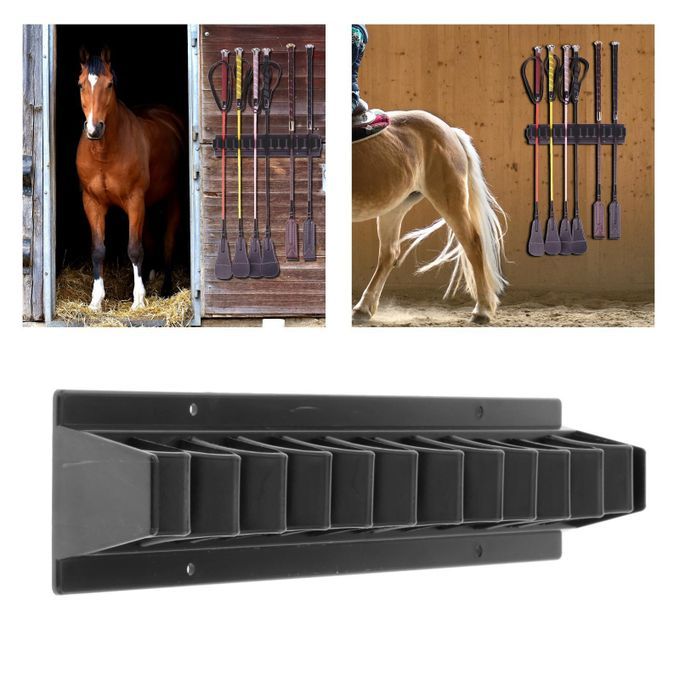 Stables Riding  Rack Holder Holds Up To 12 Whips Bracket Black