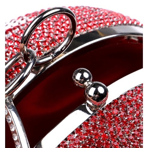 Round Dangling Stone Studded Chain Purse