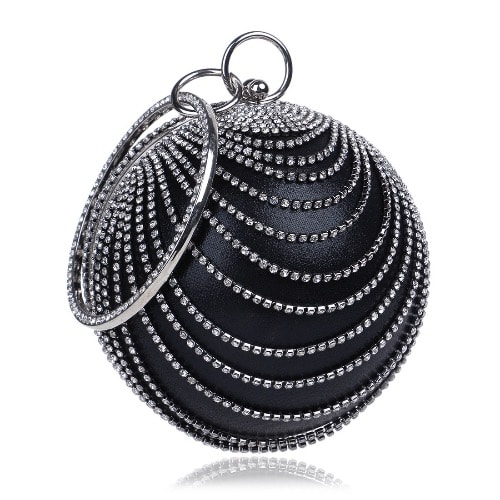 Round Dangling Stone Studded Chain Purse