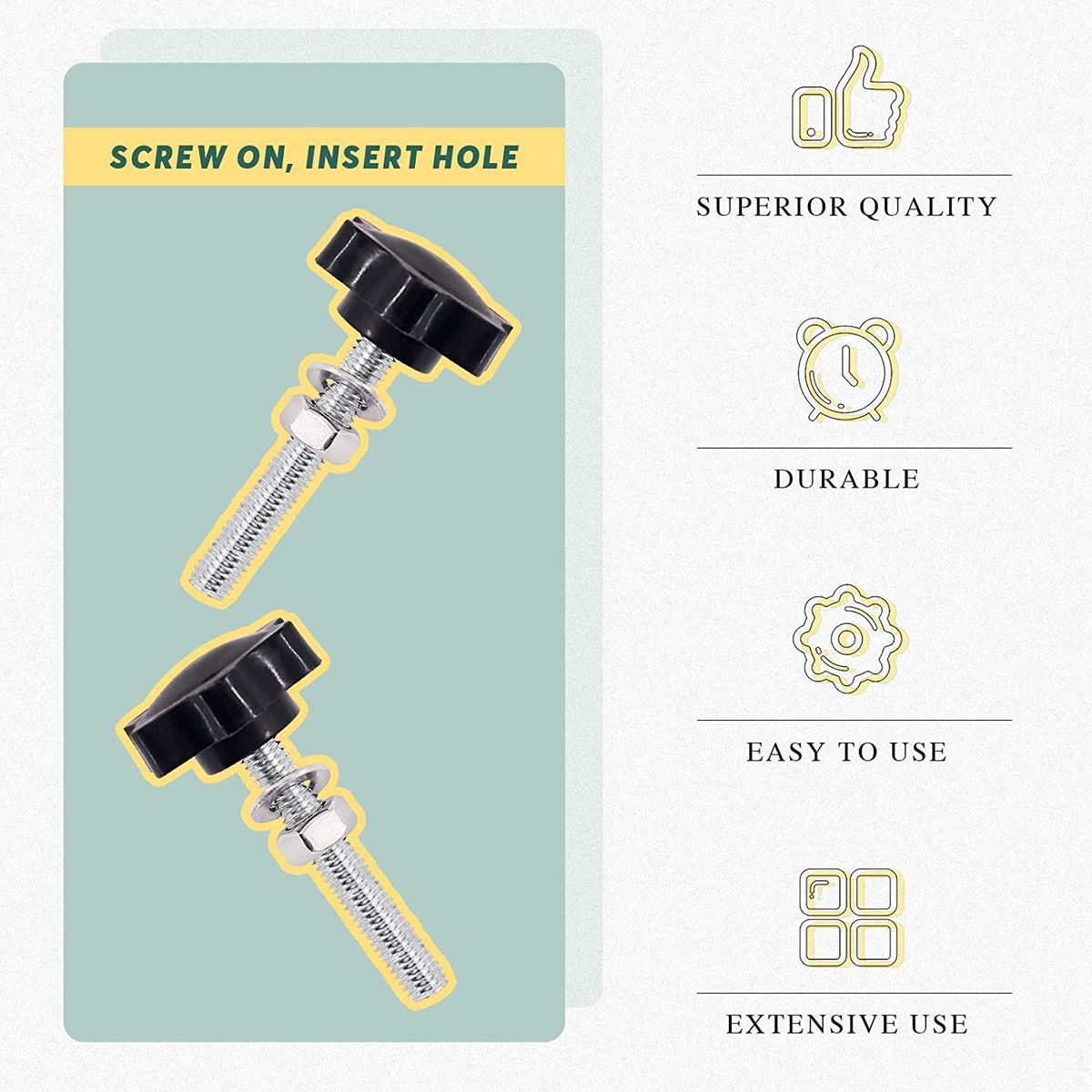 60Pcs M8 x 50 Hex Shaped Male Thread Metal Clamping Hand Sta